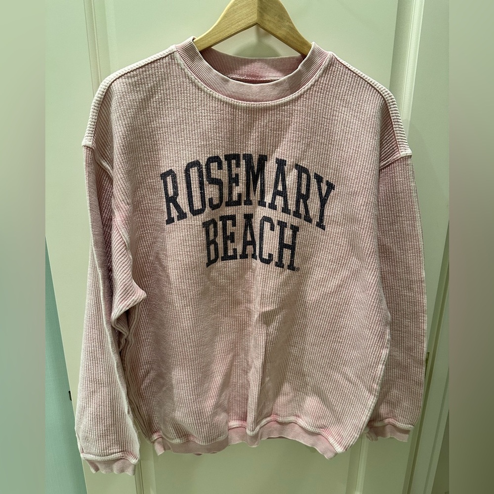 Rosemary Beach Pink Graphic Sweatshirt Corded Fleece material size M